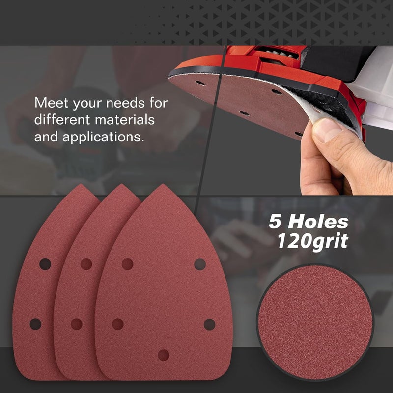 LOLOLE 50PCS Mouse Detail Sander Sandpaper, 120 Grits Triangle Sanding Pads, 5 Holes Sanding Sheets Sandpaper Assortment, Sander Pads Sander Paper Mouse Sand Paper for Sanding Polishing - Image 4